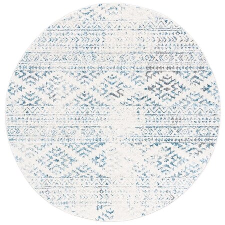Safavieh 5 x 5 ft. Tulum Contemporary Round Area Rug Ivory & Turquoise TUL272E-5R